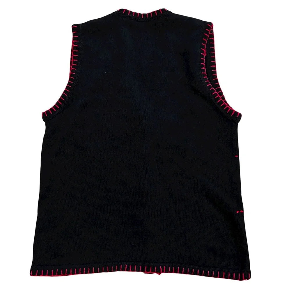 Ship'n Shore Medium Christmas Vest Ugly Sweater Party Black